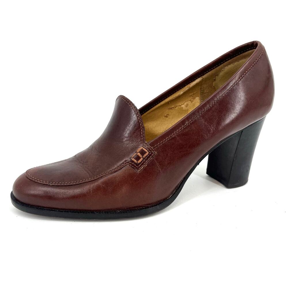 Unisa‎ Women's Chestnut Brown Leather Almond Toe Heeled Pumps 8B